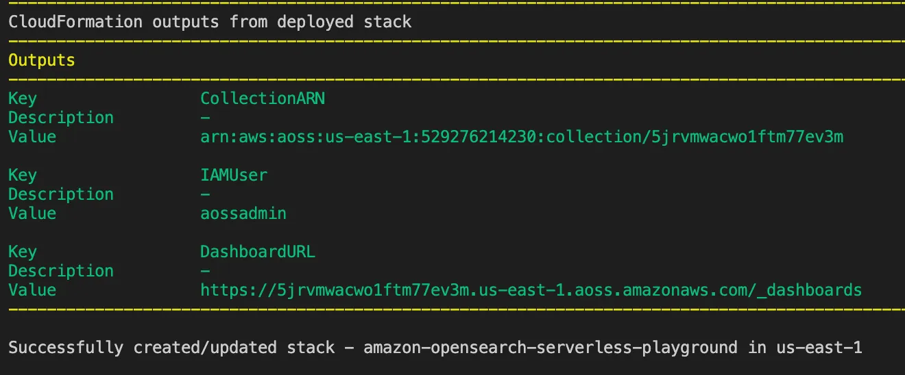 sam deploy output